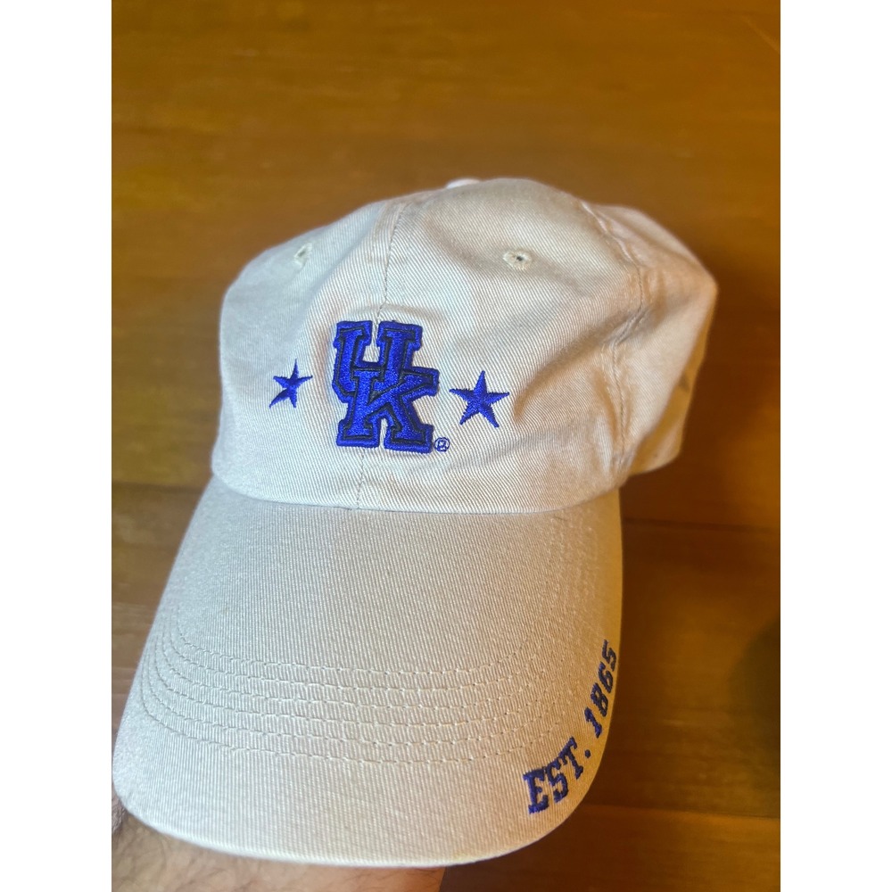 Vintage 1995 Kentucky Wildcats Hat‎ The Game Khaki Blue UK NCAA Strapback Cap